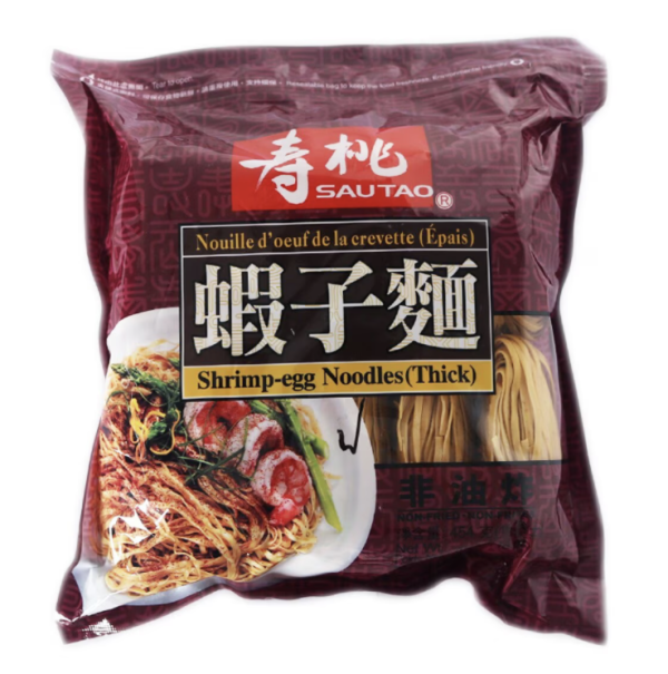 Sautao - Shrimp egg noodle thick / 虾蛋面粗 454g